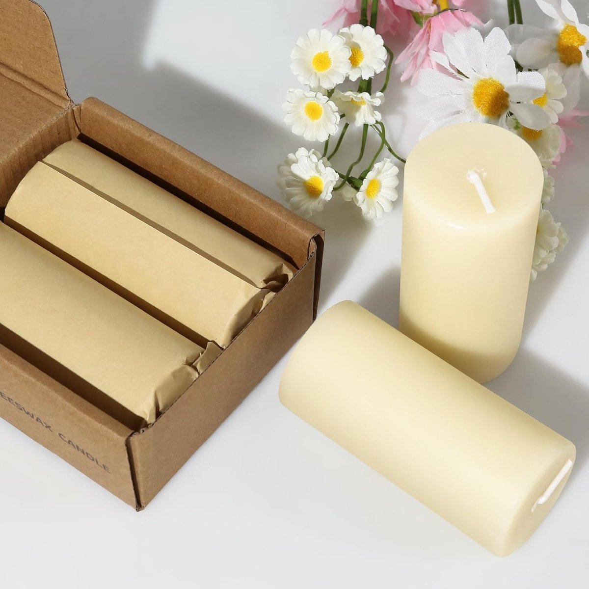 Natural Beeswax Pillar Candles,100% Pure Beeswax Candles - 258 Hours Long Burning,Off - White Unscented Bees Wax Candles for Home,Prayer,Dripless Smokeless Organic Pillar Candles Bulk - 2x4in - 6 Pack - Homesidy.com
