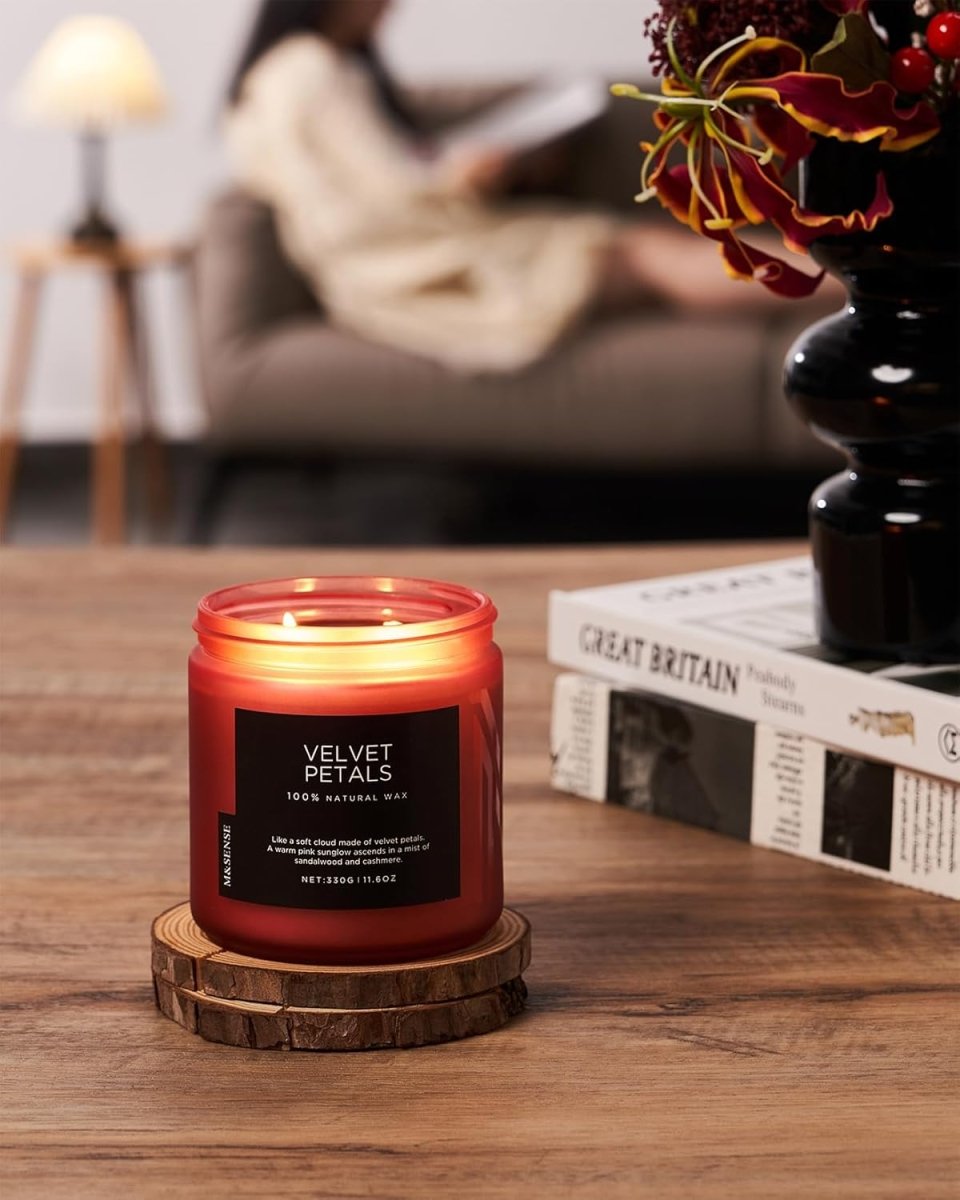 M&amp;SENSE Ode to Winter Soy Candles Strong Scented, 2 Wick Jar Candle 19.4oz 110 Hour Long Lasting, Lavender Sandalwood Organic Natural Aromatherapy Candle Gifts Bedroom Bathroom Home Decor - Homesidy.com