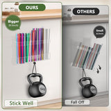 Malldii 9.5” Large Acrylic Straw Holder for Cabinet Door - Reusable Tumbler Straw Organizer Storage, Small Kitchen Accessories Container, Ultra Sticky Cupboard Door Mounted (Transparent) - Homesidy.com