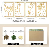 Glamativity 4 Pack Gold Wall Art Decor, Minimalist Single Line Real Metal Wall Art, Womans Body Shape Abstract Wall Art (Gold Classic Style, 17 x 11.8) - Homesidy.com