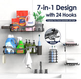 NESOMI Shower Caddy Adhesive Shower Organizer 7 - Pack, Rustproof Stainless Steel Bathroom Shelves, Large Capacity No - Drill Rack Storage Accessories with Soap Dish Toothbrush Holder &amp;24 Hooks Home Decor - Homesidy.com