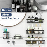 Liuoud 5 Pack Shower Caddy Organizer Rack Shelf for Inside Shower, Adhesive Bathroom Wall Storage Basket Rustproof Stainless Steel Shampoo Holder, Girly Bathroom Accessory Decor Set, Pink - Homesidy.com