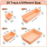 Vtopmart 25 PCS Clear Plastic Drawer Organizers Set, 4 - Size Versatile Bathroom and Vanity Drawer Organizer Trays, Storage Bins for Makeup, Bedroom, Kitchen Gadgets Utensils and Office - Homesidy.com