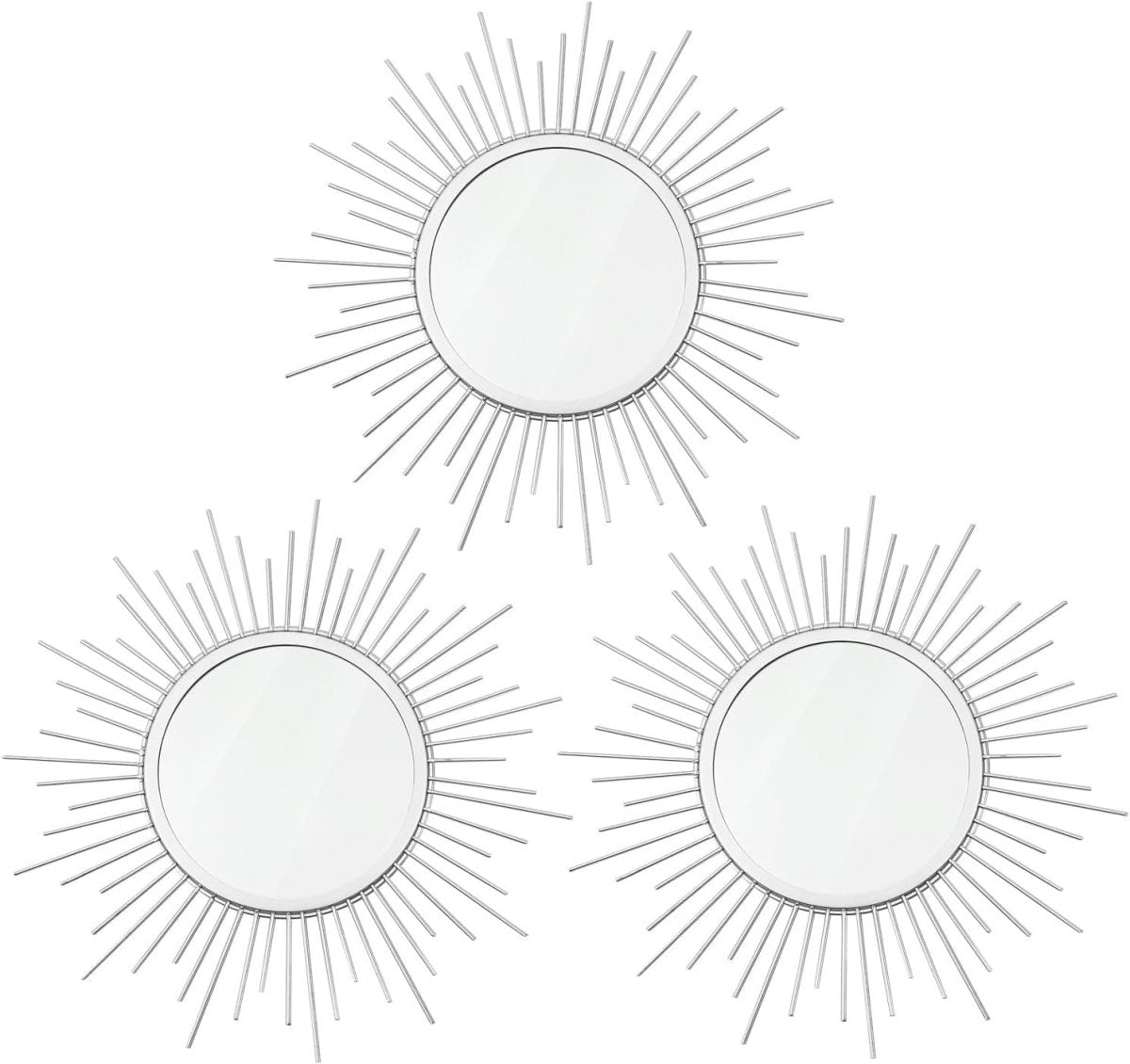3 Pack Metal Mirrors for Wall Sunburst Wall Mirrors Home Décor Decorative Hanging Wall Art for Living Room Bedroom Entryway (Gold, Flower Sunburst) - Homesidy.com