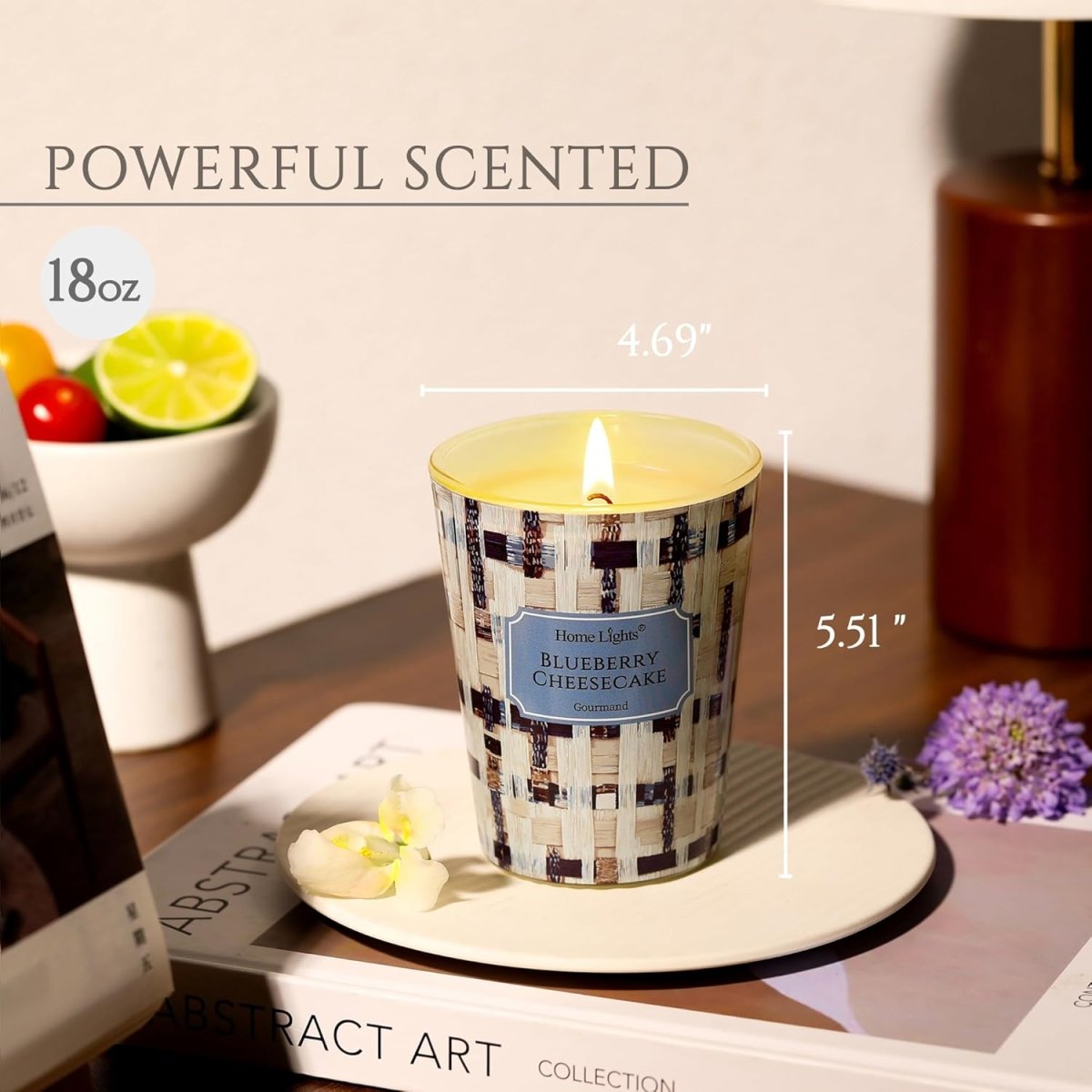 HomeLights Scented Candles for Women &amp; Men, 18oz Candle Jars Aromatherapy 4 - Wick Candle, Ideal for Rustic Modern Home Decor and Gifts, Blueberry Cheesecake - Homesidy.com