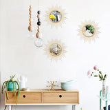3 Pack Metal Mirrors for Wall Sunburst Wall Mirrors Home Décor Decorative Hanging Wall Art for Living Room Bedroom Entryway (Gold, Flower Sunburst) - Homesidy.com