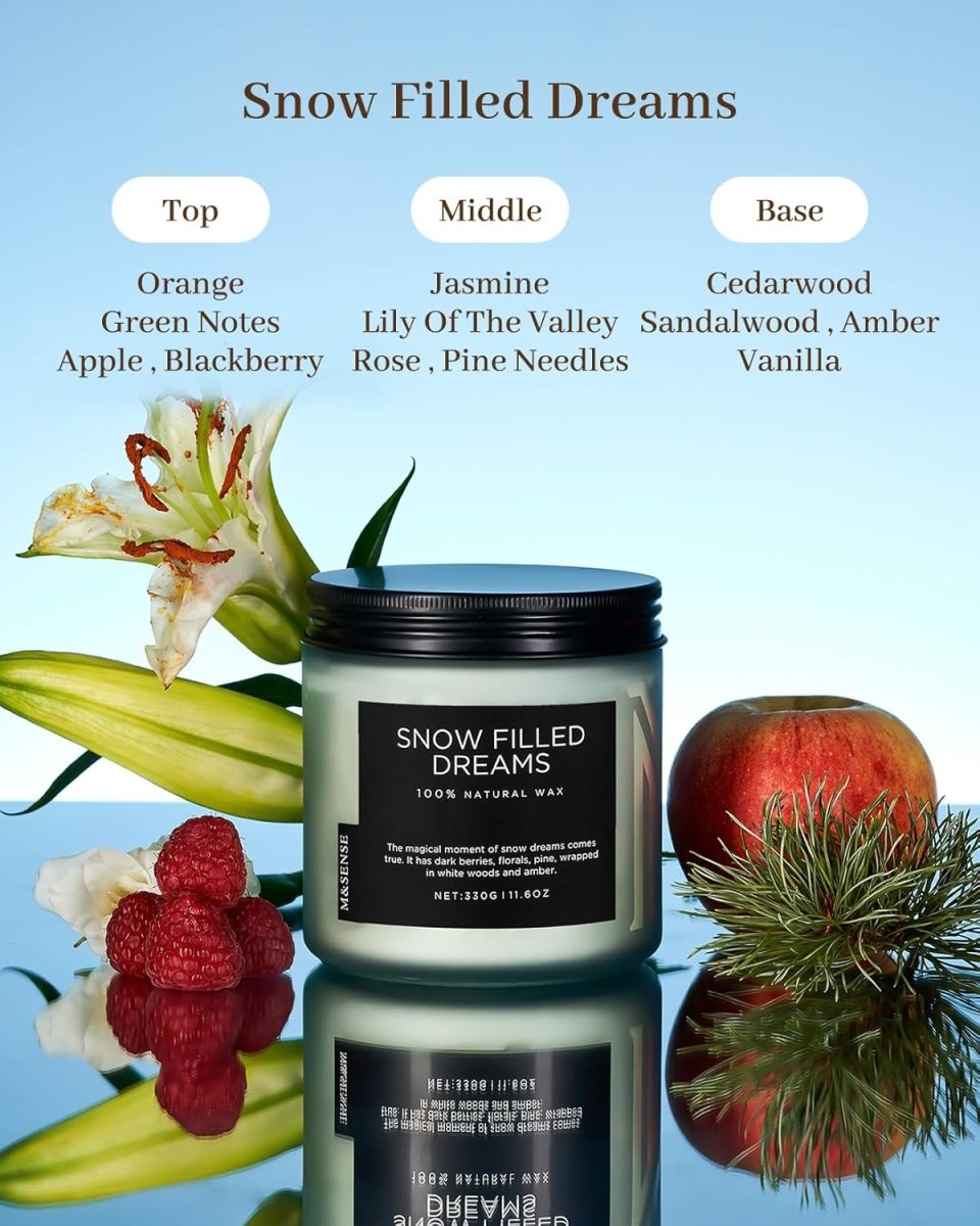 M&amp;SENSE Ode to Winter Soy Candles Strong Scented, 2 Wick Jar Candle 19.4oz 110 Hour Long Lasting, Lavender Sandalwood Organic Natural Aromatherapy Candle Gifts Bedroom Bathroom Home Decor - Homesidy.com
