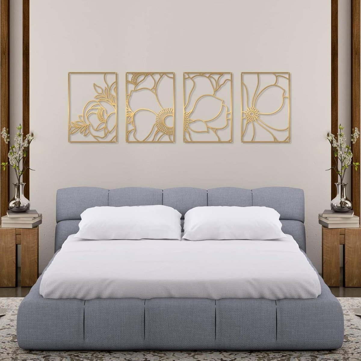 Glamativity 4 Pack Gold Wall Art Decor, Minimalist Single Line Real Metal Wall Art, Womans Body Shape Abstract Wall Art (Gold Classic Style, 17 x 11.8) - Homesidy.com