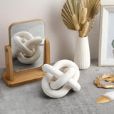 Yalikop 3 Link Wood Knot Decor - Hand Carved Coffee Table Decoration, Boho Chain Link Decor, Modern Shelf, Rustic Objects for Home Living Room Bedroom(White) - Homesidy.com