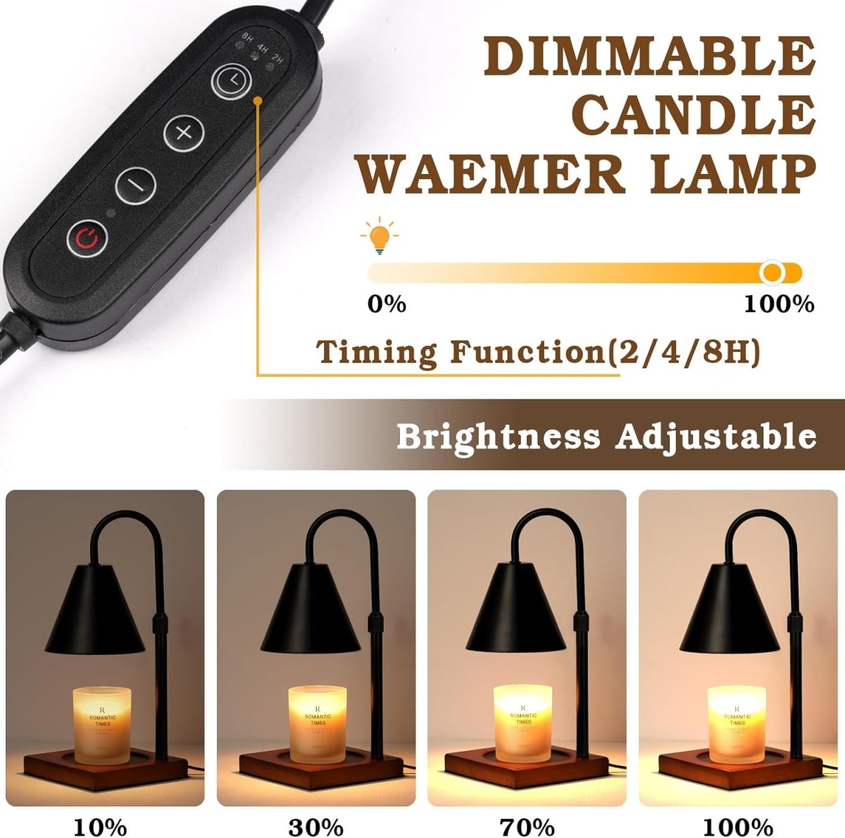 Modern Candle Warmer Lamp with Timer, Dimmable Candle Lamp Warmer, Men Women Christmas Birthday Gifts, Black Candle Warmer, Adjustable Candle Light Warmer, Cozy Living Room Bedroom Home Decor - Homesidy.com