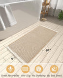 AMOAMI Upgraded Waffle Bath Mat, Super Absorbent Non Slip Bath Mats for Bathroom Floor, Machine Washable Bathroom Rugs with Tassels, Rubber Backed Bathroom Mats, Ultra Soft, 18&34; x 30&34;, Brown - Homesidy.com
