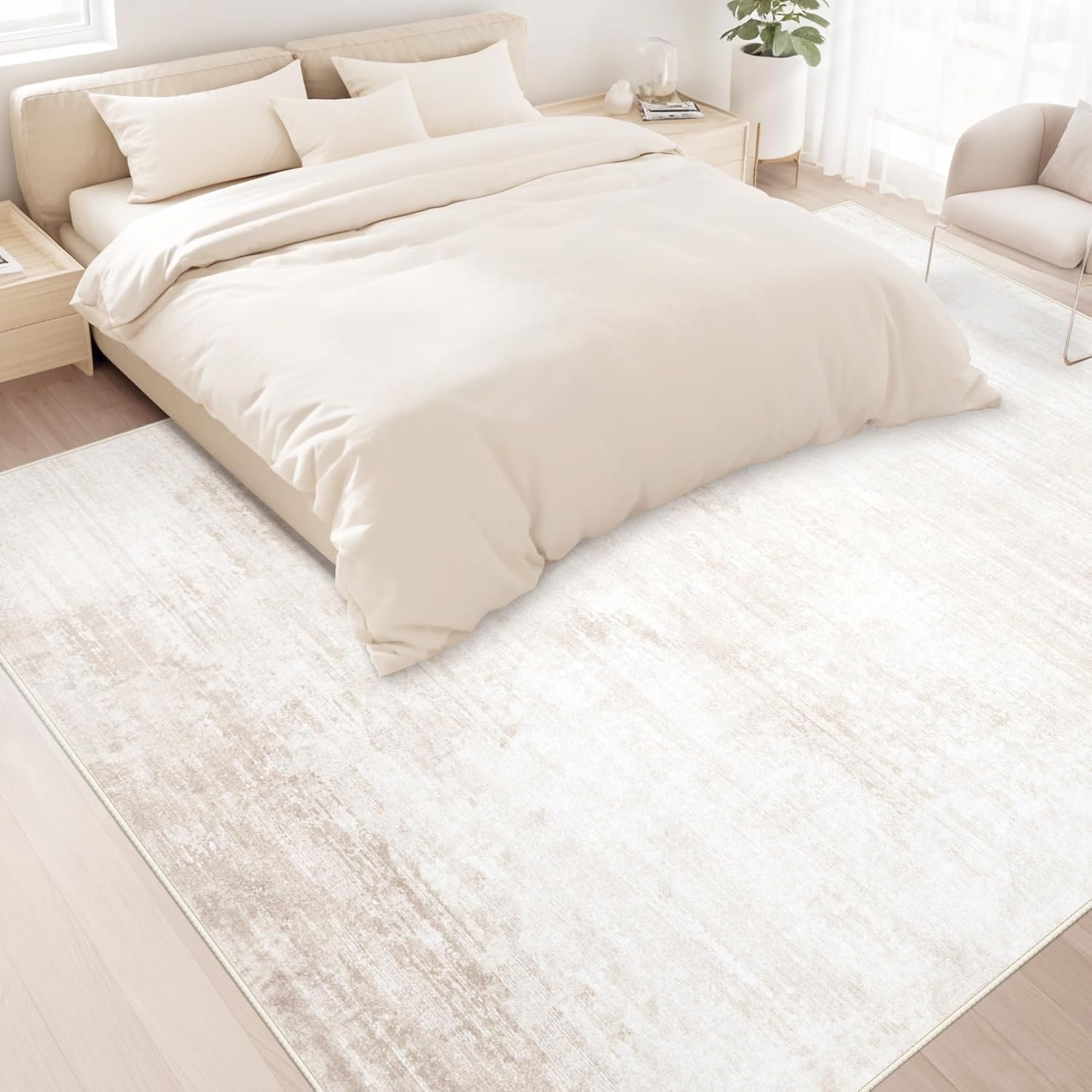 Area Rugs 6x9 Living Room: Washable Rug Modern Abstract Large Rug Soft Non Slip Neutral Rugs Stain Resistant Indoor Carpet for Bedroom Kitchen Dining Room Table Nursery Home Office Rugs(Beige,6x9) - Homesidy.com