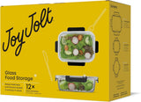 JoyJolt 24pc Borosilicate Glass Storage Containers with Lids | 12 Airtight/Freezer Safe Food Storage Containers for Pantry and Kitchen | Meal Prep Container for Lunch | Glass Tupperware Set - Homesidy.com