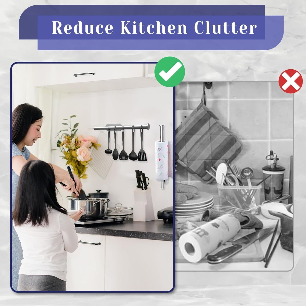 Paper Towel Holder, Self Adhesive or Drilling Paper Towel Holder Under Cabinet, Stainless Steel Black Paper Towel Holders Wall Mount for Kitchen, Bathroom, Sink, Pantry, Fridge - Homesidy.com