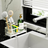 Cisily Black Sponge Holder for Kitchen Sink, Sink Caddy Organizer with High Brush Holder, Kitchen Countertop Organizers and Storage Essentials, Rustproof 304 Stainless Steel, Soap Dispenser Organize - Homesidy.com