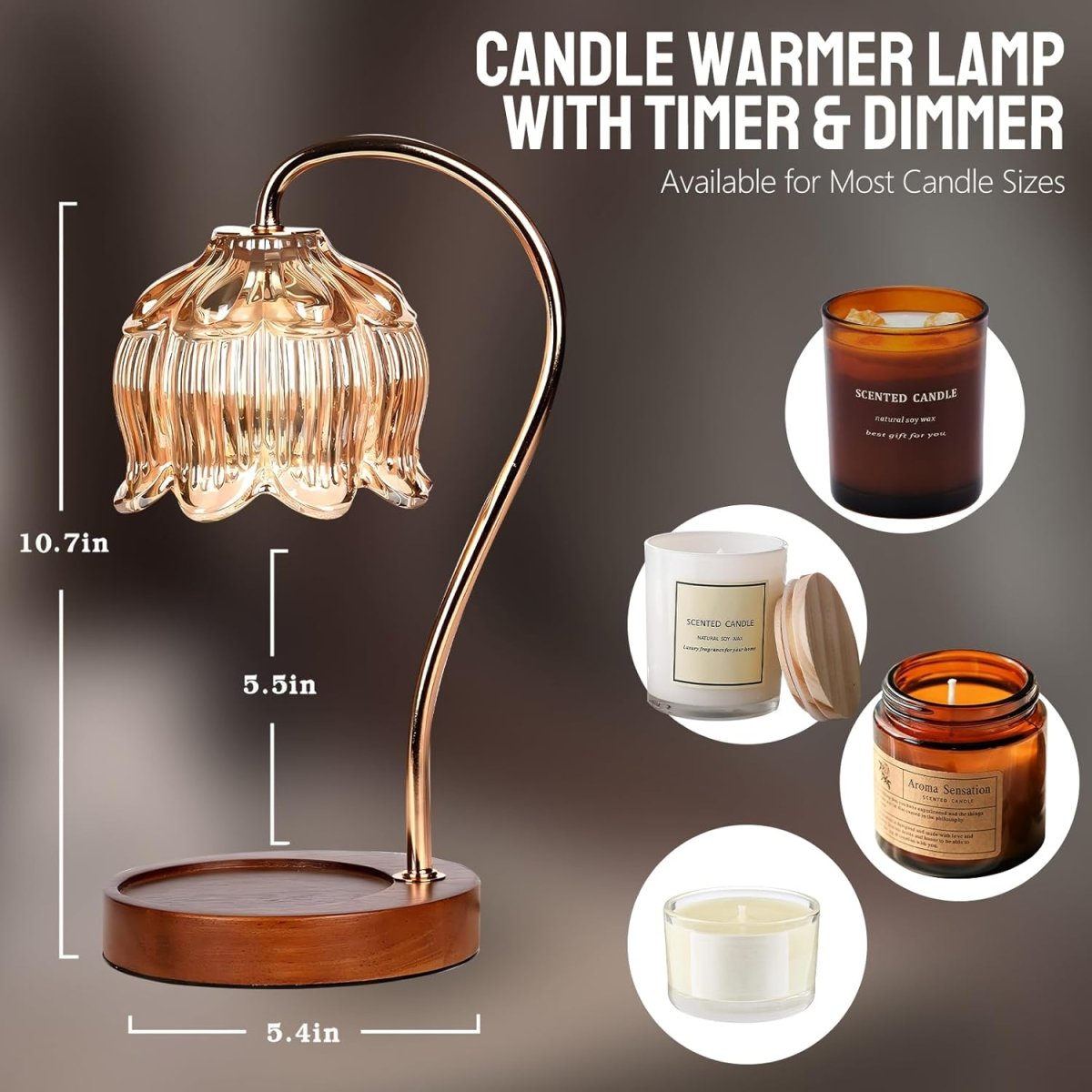 GEEZO Fragrance Candle Warmer Lamp，Electric Candle Warmer with Timer &amp; Dimmer，Mom Christmas Birthday Gifts for Women, House Warming Gifts New Home Bedroom Decor - Homesidy.com