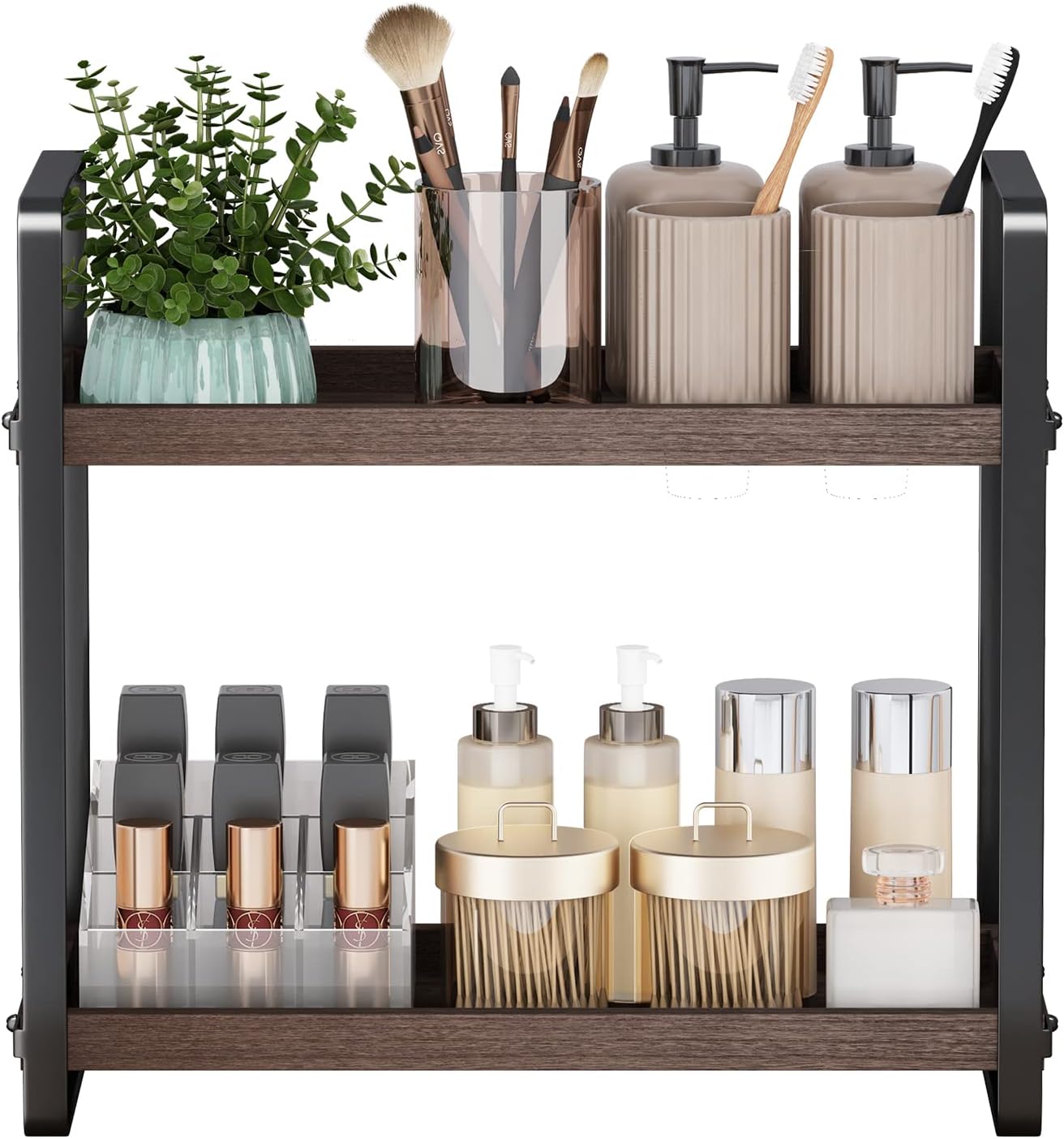 HNRLOY Bathroom Counter Organizer,Bathroom Countertop Organizer,Counter Shelf,Countertop Storage,Organization and Storage,Makeup Shelf,Sink Caddy(Brown 3 Tier) - Homesidy.com