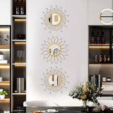 3 Pack Metal Mirrors for Wall Sunburst Wall Mirrors Home Décor Decorative Hanging Wall Art for Living Room Bedroom Entryway (Gold, Flower Sunburst) - Homesidy.com