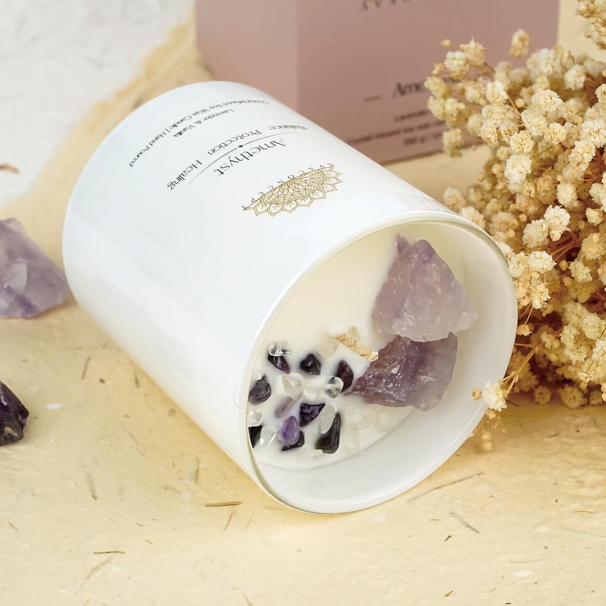 ava concept - Soy Candles with Crystals - Aromatherapy Scented Candle for Women - Lavender Vanilla Gift Set - Small Wax Melts - 3 Pack 3.5oz - Homesidy.com