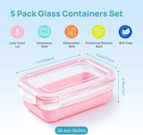 Vtopmart 5Pack 22oz Glass Storage Containers with Lids, Glass Meal Prep Food Container Sets with Snap Airtight Lids for Microwave, Oven, Freezer and Dishwasher, Grey - Homesidy.com