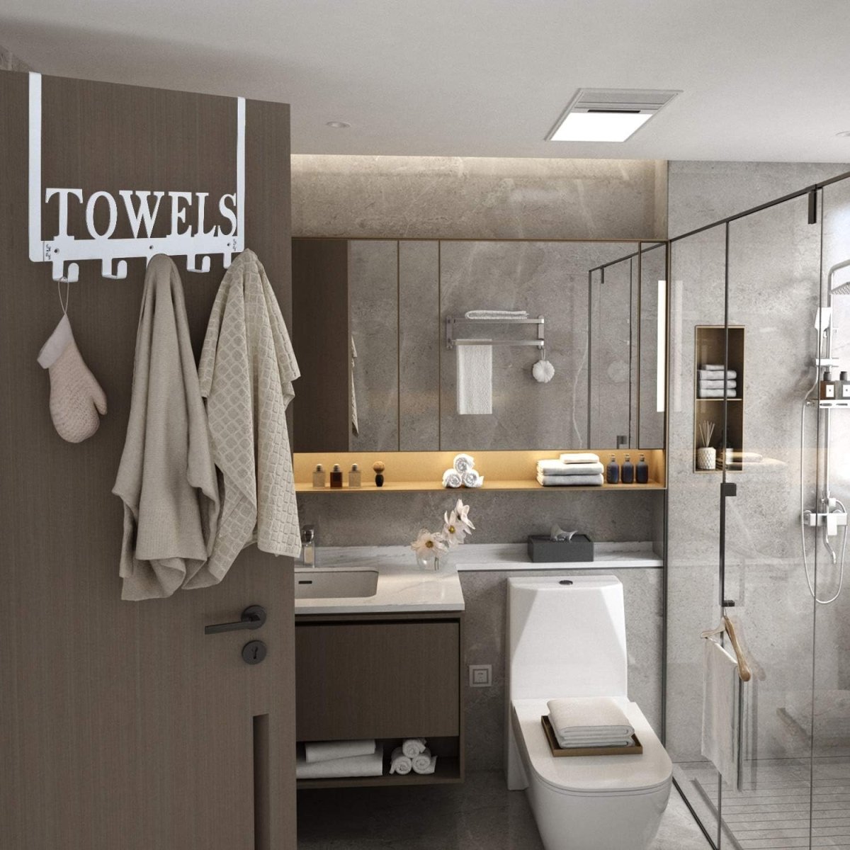 Kuhome Over The Door Hooks, Towel Holder for Bathroom, Door Mount Towel Rack Towel Hooks for Bedroom Beach Towels Bathrobe Wall Mount Hang on The Door Cabinet Cupboard Metal Sandblasted (Black) - Homesidy.com