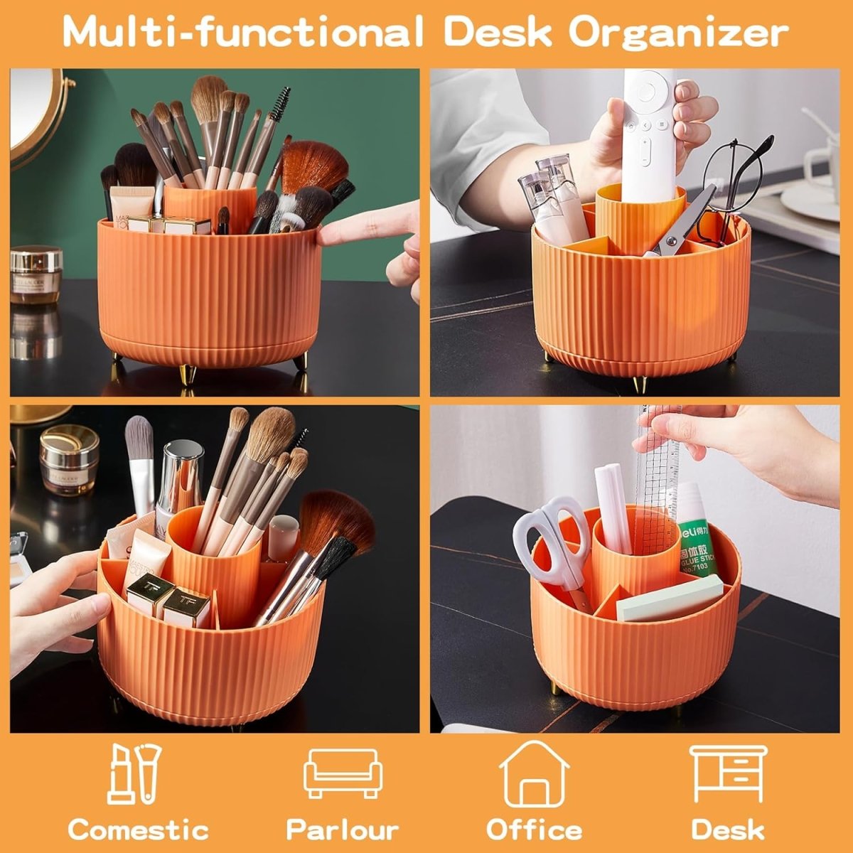 fanado 360° Rotate Makeup Brush Holder Organizer, Makeup Organizers Countertop, Makeup organization and Skincare Storage for Vanity, Desktop, Bathroom (White) - Homesidy.com