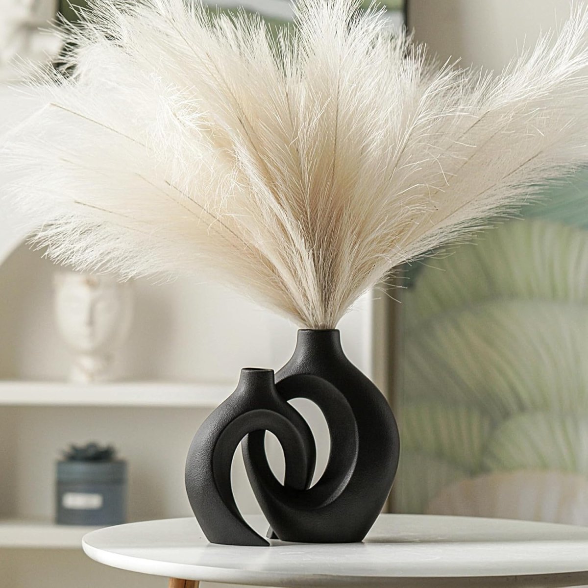 Lvases Snuggle Hollow Ceramic Vase Set of 2, Nordic Modern Boho ins Style Decorative Ceramic Aesthetic Flower Vase for Home Decor (Milky White W 6.3&34; X H 8.4&34;) - Homesidy.com