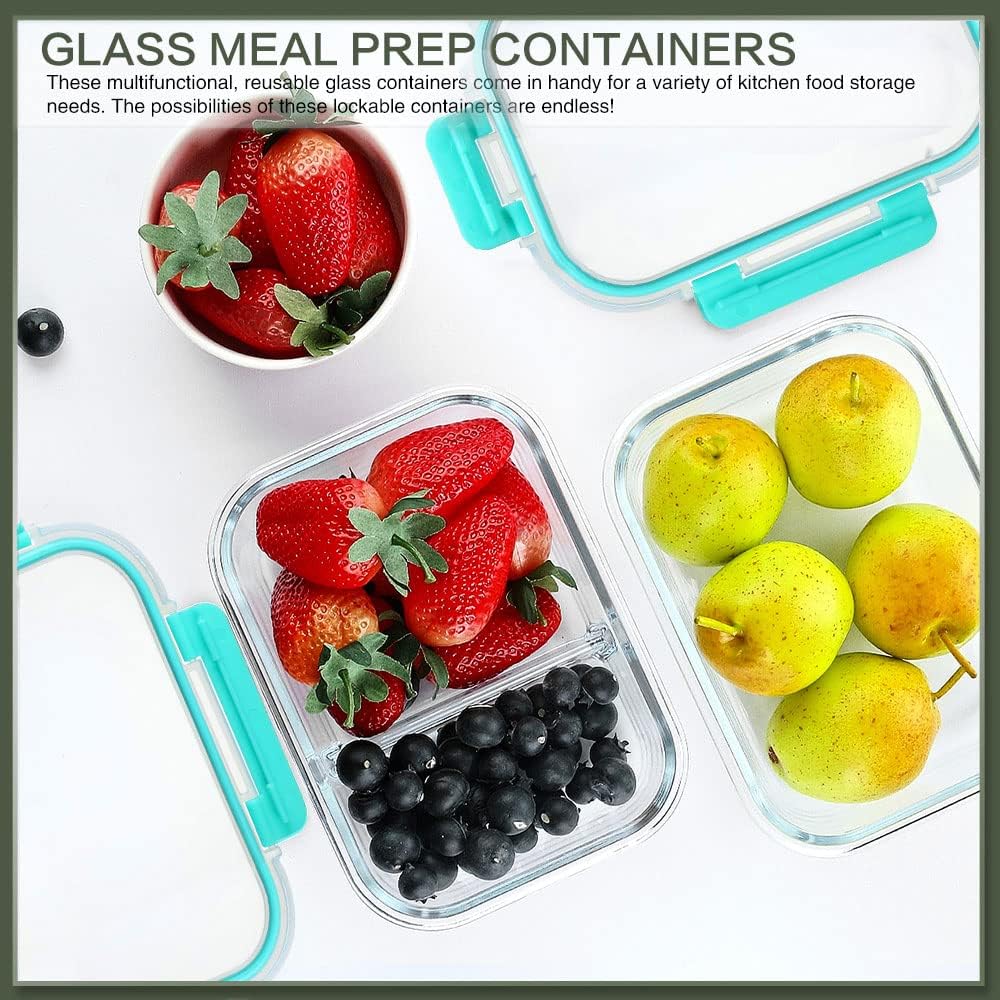 KOMUEE 10 Packs 30 oz Glass Meal Prep Containers,Glass Food Storage Containers with Lids,Airtight Lunch Bento Boxes,Microwave,Freezer and Dishwasher,Gray - Homesidy.com
