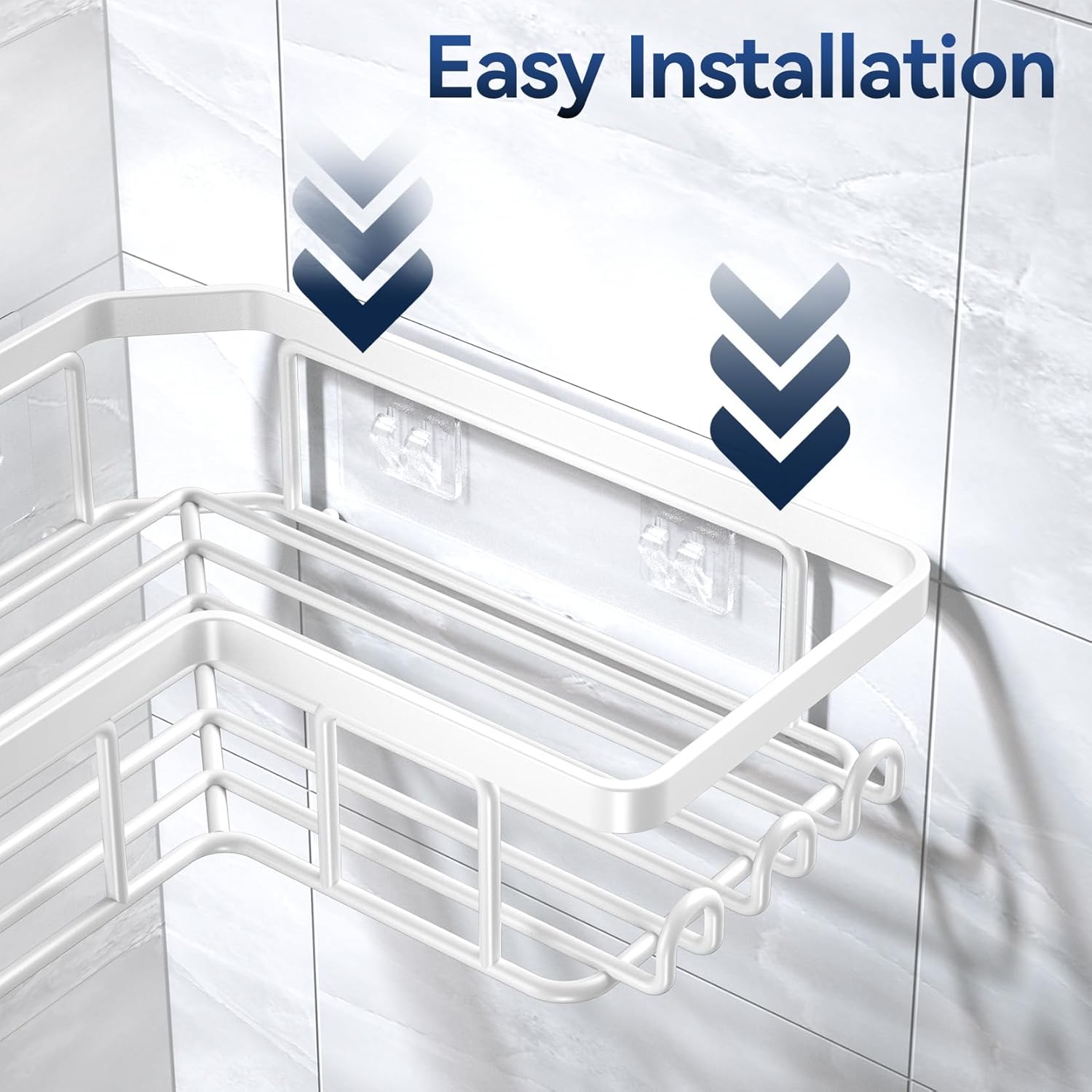 YASONIC Corner Adhesive Shower Caddy, with Soap Holder and 12 Hooks, Rustproof Stainless Steel Bathroom Organizer, No Drilling Wall Mounted Rack, Black, 3 - Pack - Homesidy.com