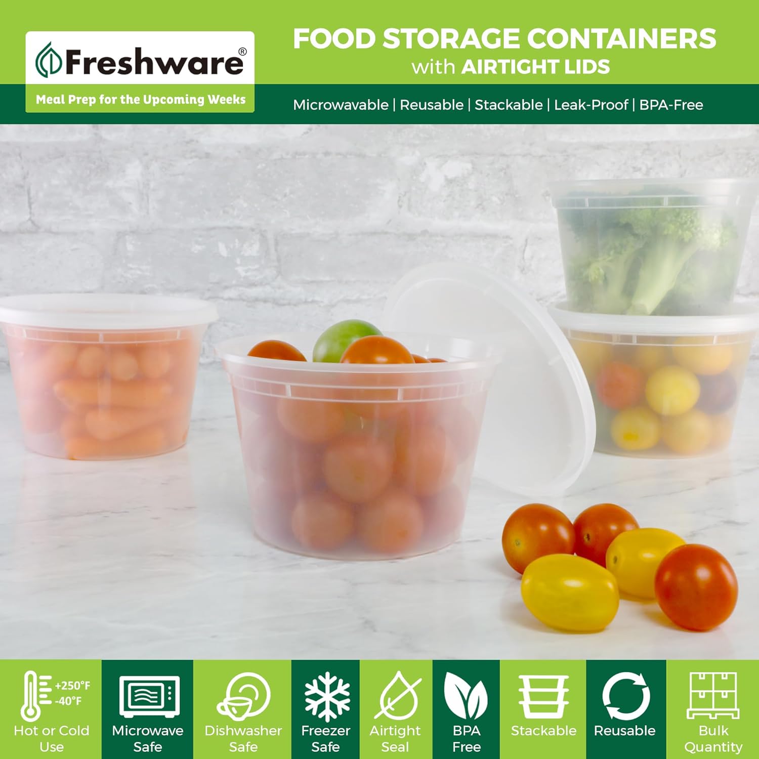Freshware Food Storage Containers [36 Set] 16 oz Plastic Deli Containers with Lids, Slime, Soup, Meal Prep Containers | BPA Free | Stackable | Leakproof | Microwave/Dishwasher/Freezer Safe - Homesidy.com