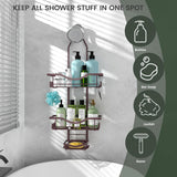 Shower Caddy Hanging Adjustable Shower Caddy, Rustproof Shower Organizer Extended Length Shower Caddy Over Shower Head with Hooks Soap Holder, Large Capacity Anti - Swing Bathroom Organizer, Black - Homesidy.com