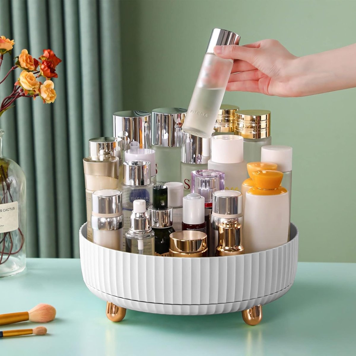 funest Makeup Perfume Organizer, 360 Degree Rotating Lazy Susan Cosmetic Desk Storage Lotions Display Case Round Tray with Large Capacity, for your Jewelry - Homesidy.com