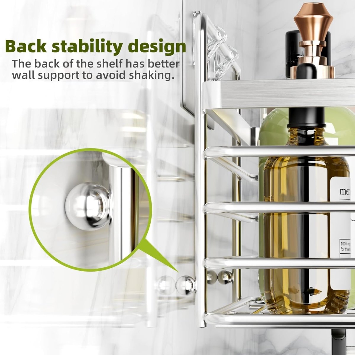 Shower Caddy, Adhesive Shower Organizer with Soap Dish and 4 Hooks, Rustproof Stainless Steel Shower Shelves, Wall Mounted No Drilling Storage Shelf Basket Accessories for Bathroom &amp; Kitchen - Homesidy.com