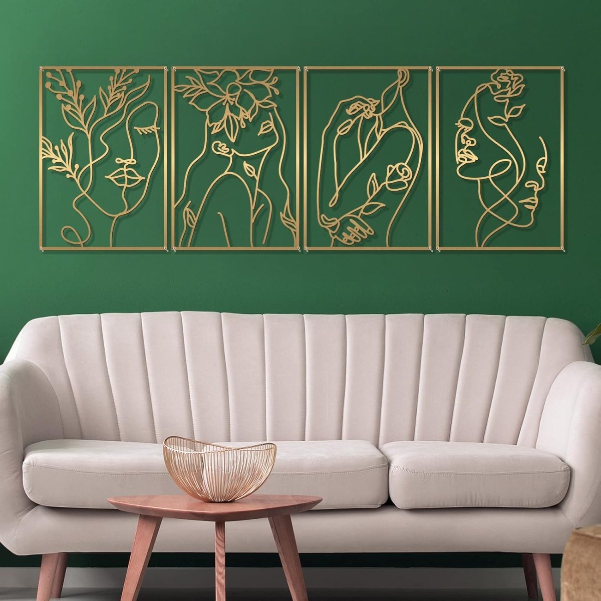 Glamativity 4 Pack Gold Wall Art Decor, Minimalist Single Line Real Metal Wall Art, Womans Body Shape Abstract Wall Art (Gold Classic Style, 17 x 11.8) - Homesidy.com