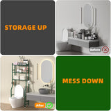 GloTika 3 - Tier Over The Toilet Storage, Space Saver Metal Bathroom Shelves, Freestanding Above Over Toilet Storage Shelf with 4 Hooks for Bathroom, Black - Homesidy.com