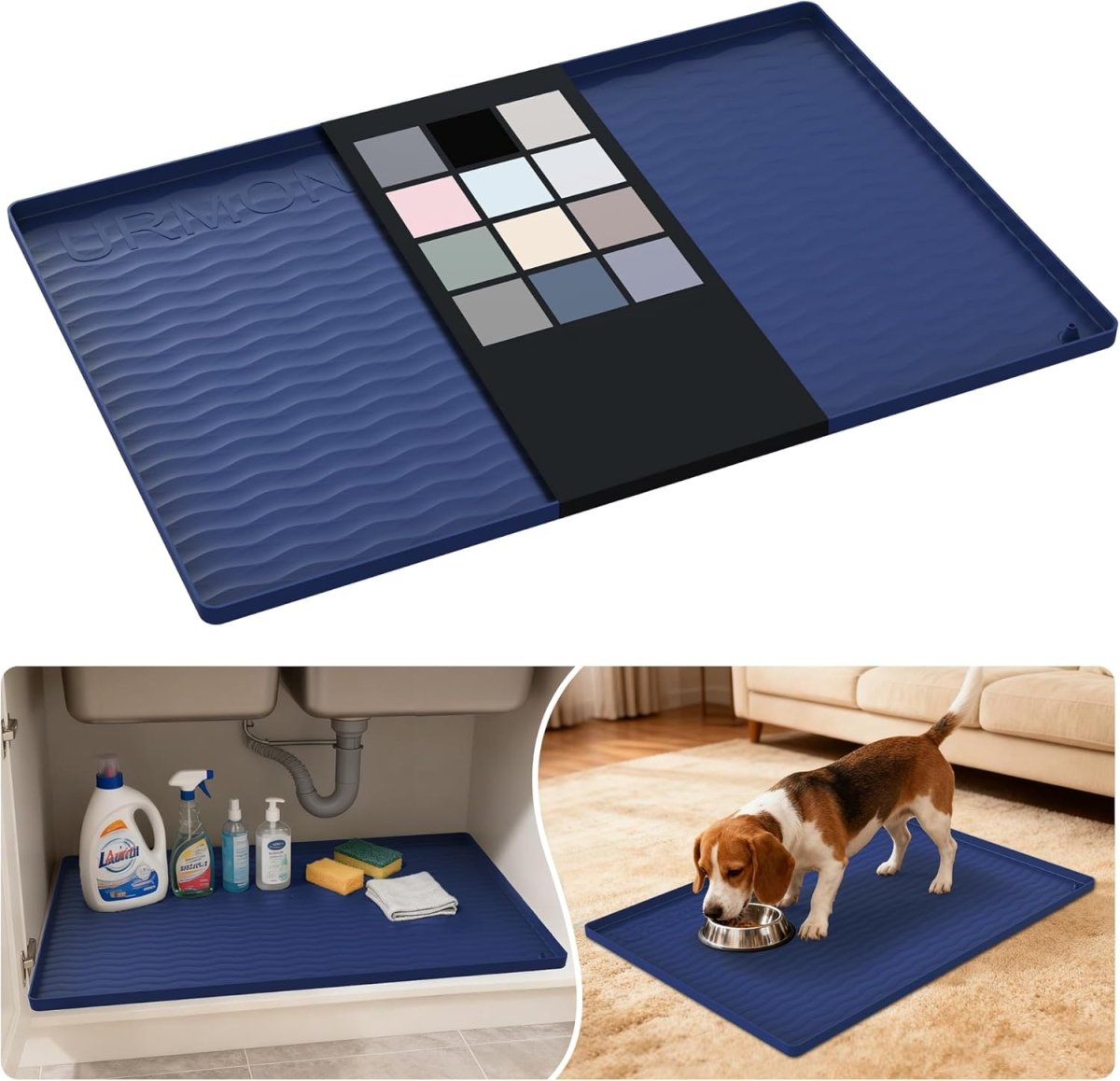 URMONA Waterproof Silicone Under Sink Mat 31 x 22 Shelf Liner for Kitchen and Bathroom, Cabinet and Counter Protector, Storage and Organizers, Litter Mat, Pet Cat Puppy Essentials(Dark Grey) - Homesidy.com