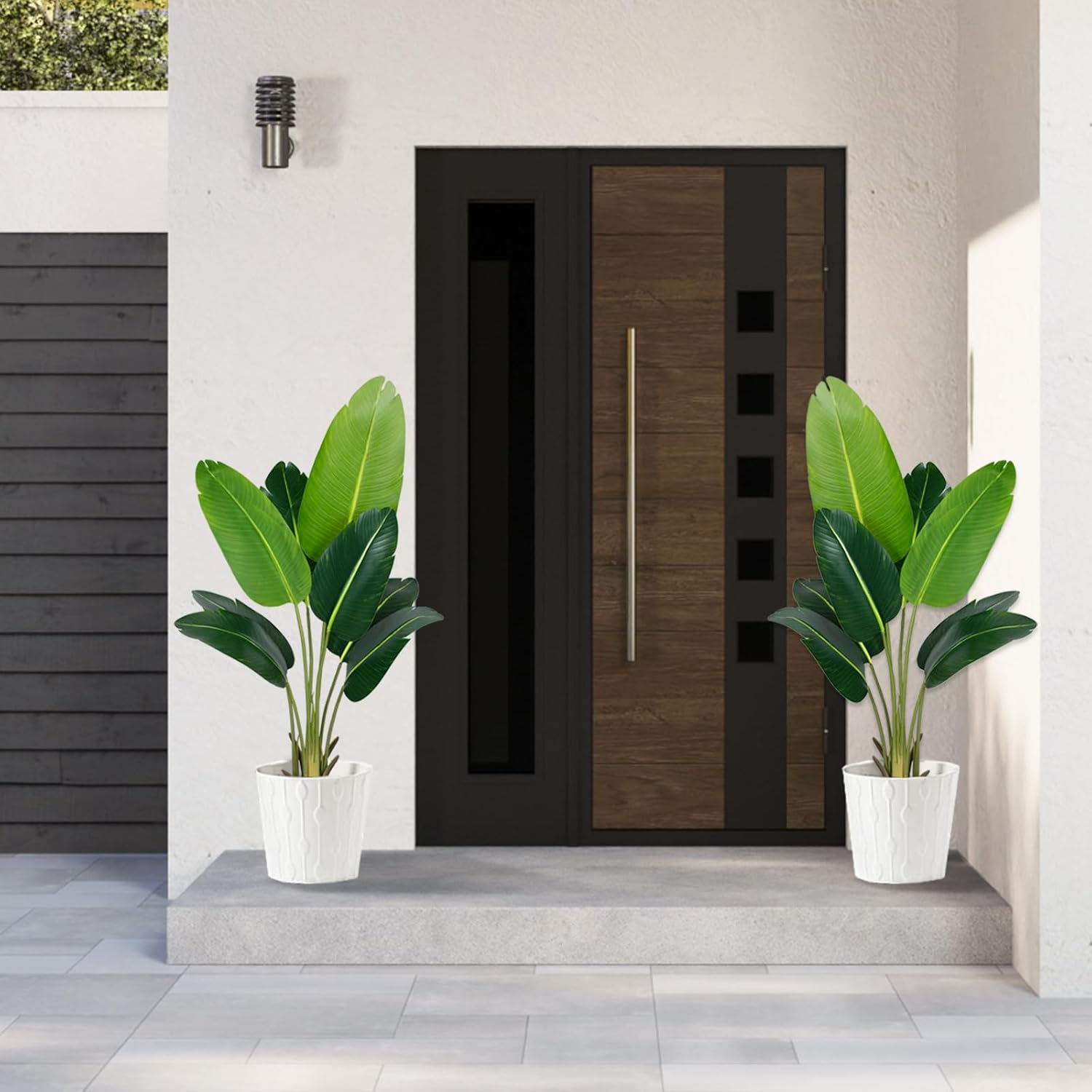 Artificial Bird of Paradise Plant 7Ft Fake Tropical Palm Tree with 17Trunks Faux Banana Leaf Trees in Pot for Home Indoor Outdoor Office Modern Decor Housewarming - Homesidy.com