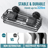 TAILI Shower Caddy Suction Cup 2 Pack with Hooks &amp; Soap holder, Heavy Duty Shower Organizer for Bathroom, No Drilling Bathroom Organizer with Large Capacity, Black Metal Storage Basket - Homesidy.com
