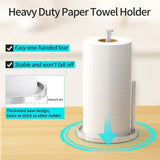 Paper Towel Holder Countertop, Standing Paper Roll Holder with Anti Slip Weighted Base, Stainless Steel Freestanding Paper Towel Holder for Kitchen, Black - Homesidy.com