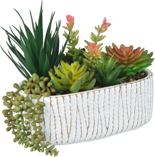 Hisow Fake House Plants Artificial - 8.7&34; Assorted Faux Succulents in Pots for Office Desk Decor and Bathroom Plants Decor - Small Shelf Decor and Cute Fake Plants for Room Kitchen - Homesidy.com