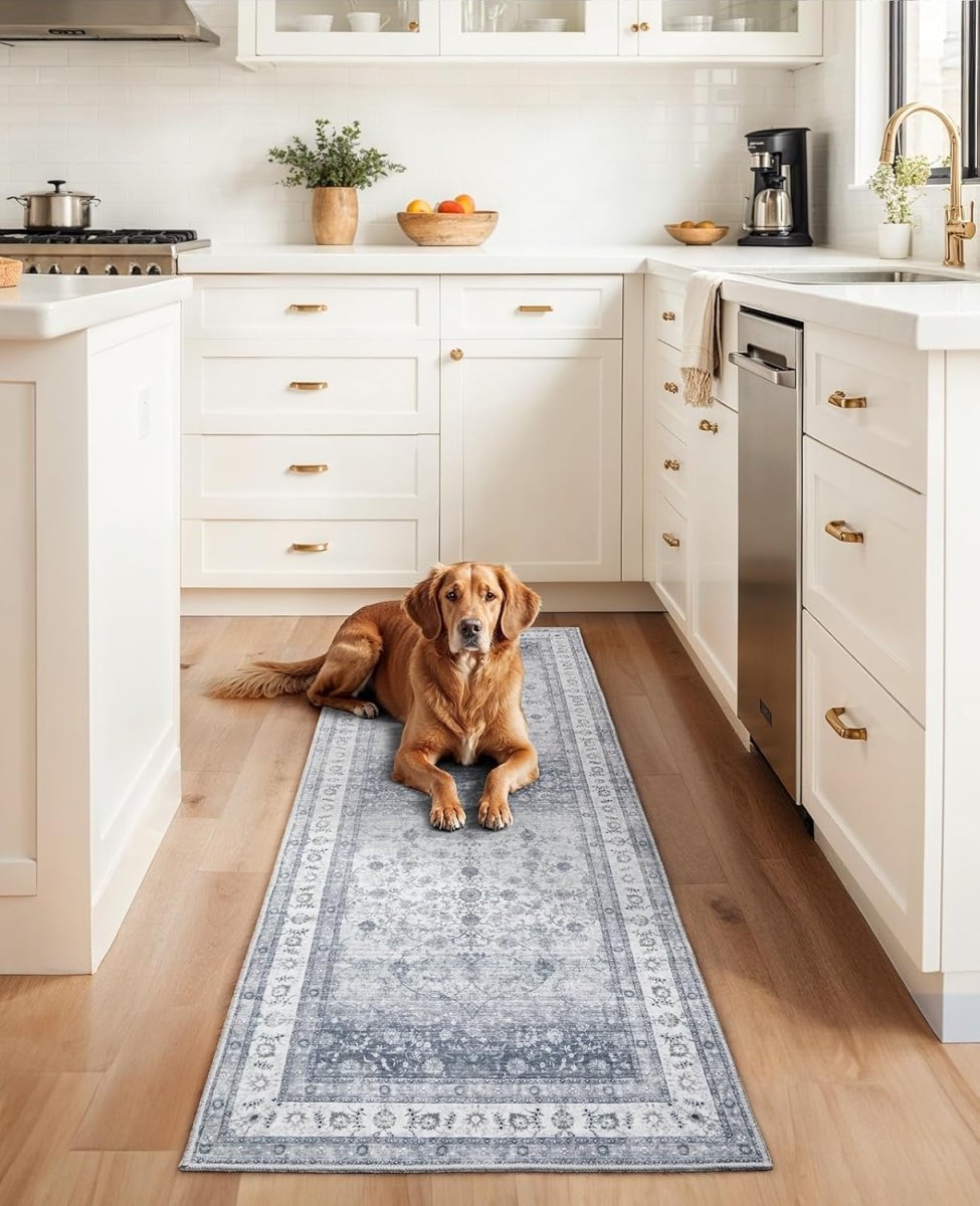 AMADA HOMEFURNISHING 8x10 Washable Area Rug, Low - Profile Large Area Rug with Non - Slip Backing &amp; Durable Edge Binding, Vintage Large Rugs for Living Room, Bedroom, Dinning Room - Homesidy.com