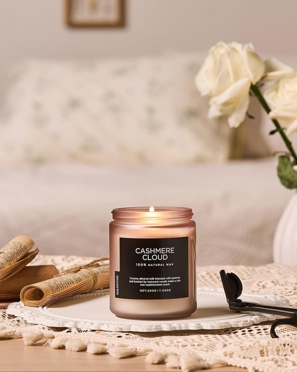 M&amp;SENSE Ode to Winter Soy Candles Strong Scented, 2 Wick Jar Candle 19.4oz 110 Hour Long Lasting, Lavender Sandalwood Organic Natural Aromatherapy Candle Gifts Bedroom Bathroom Home Decor - Homesidy.com