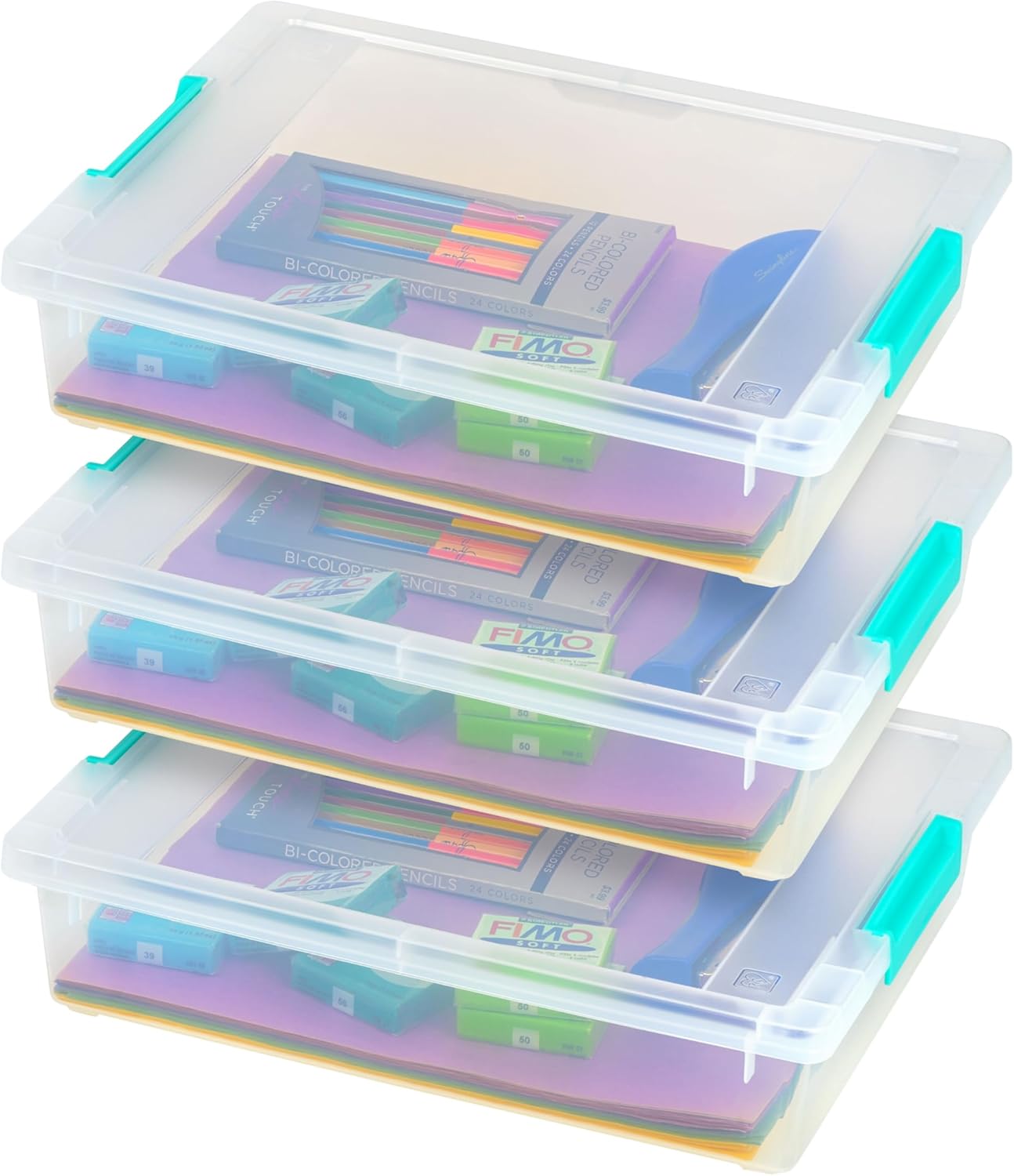 IRIS USA 6 Qt. Plastic Storage Bins Containers with Lids, 4 Pack, Small Sensory Bin, Craft Storage, Craft Organizers &amp; Storage, Organizing Container for Home, Office &amp; Art Supplies, Stackable, Clear - Homesidy.com