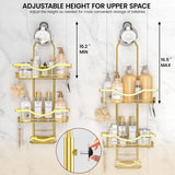 Shower Caddy Hanging Adjustable Shower Caddy, Rustproof Shower Organizer Extended Length Shower Caddy Over Shower Head with Hooks Soap Holder, Large Capacity Anti - Swing Bathroom Organizer, Black - Homesidy.com