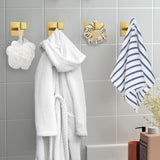 IBosins 4 Pack Towel Hooks Hand Towel Holder for Bathroom Wall Livingroom Bedroom Kitchen Closet Heavy Duty Stainless Steel Hook Hanger for Robe, Bath Towel, Coat (Square Matte Black) - Homesidy.com