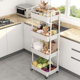 Sywhitta 3 - Tier Plastic Rolling Utility Cart with Handle, Multi - Functional Storage Trolley for Office, Living Room, Kitchen, Movable Storage Organizer with Wheels, White - Homesidy.com