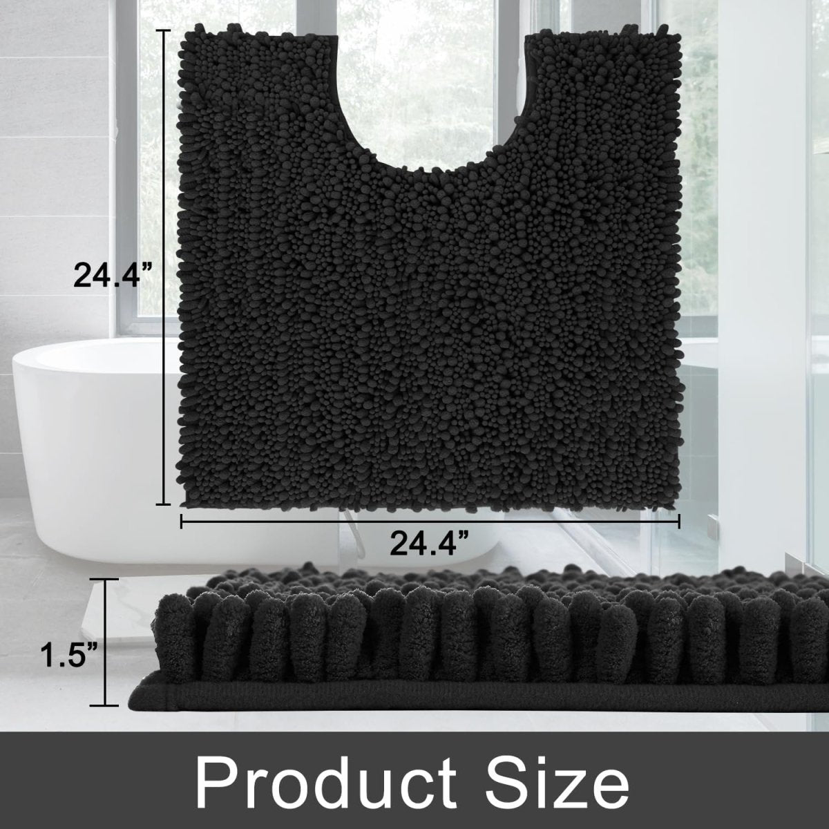 Yimobra Bathroom Rugs Non Slip Washable - Ultra Soft Absorbent Chenille Bath Mat, Quick Dry Shaggy Floor Carpet for Tub Shower, Gray Home Decor Accessories, 24x17 Inch - Homesidy.com