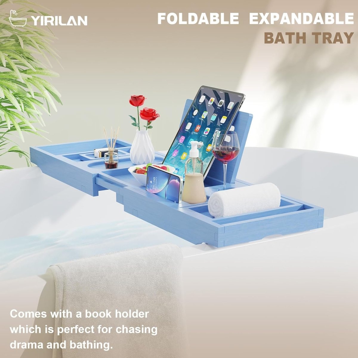 Premium Bathtub Tray Caddy, Expandable Bath Tray, Unique House Warming Gifts, New Home, Anniversary and Wedding Gifts for Couple, Bridal Shower Gift for Women - Homesidy.com
