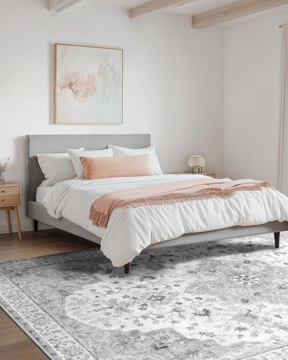 AMADA HOMEFURNISHING 8x10 Washable Area Rug, Low - Profile Large Area Rug with Non - Slip Backing &amp; Durable Edge Binding, Vintage Large Rugs for Living Room, Bedroom, Dinning Room - Homesidy.com
