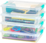 IRIS USA 6 Qt. Plastic Storage Bins Containers with Lids, 4 Pack, Small Sensory Bin, Craft Storage, Craft Organizers &amp; Storage, Organizing Container for Home, Office &amp; Art Supplies, Stackable, Clear - Homesidy.com